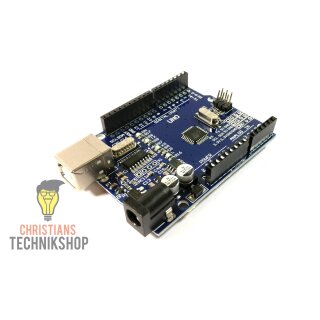 UNO R3 | Entwicklerboard für Arduino IDE | ATMEL ATmega328PB AVR Mikrocontroller | CH340-Chip | Christians Technikshop